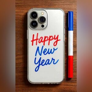 White Smartphone Case with Red and Blue Text